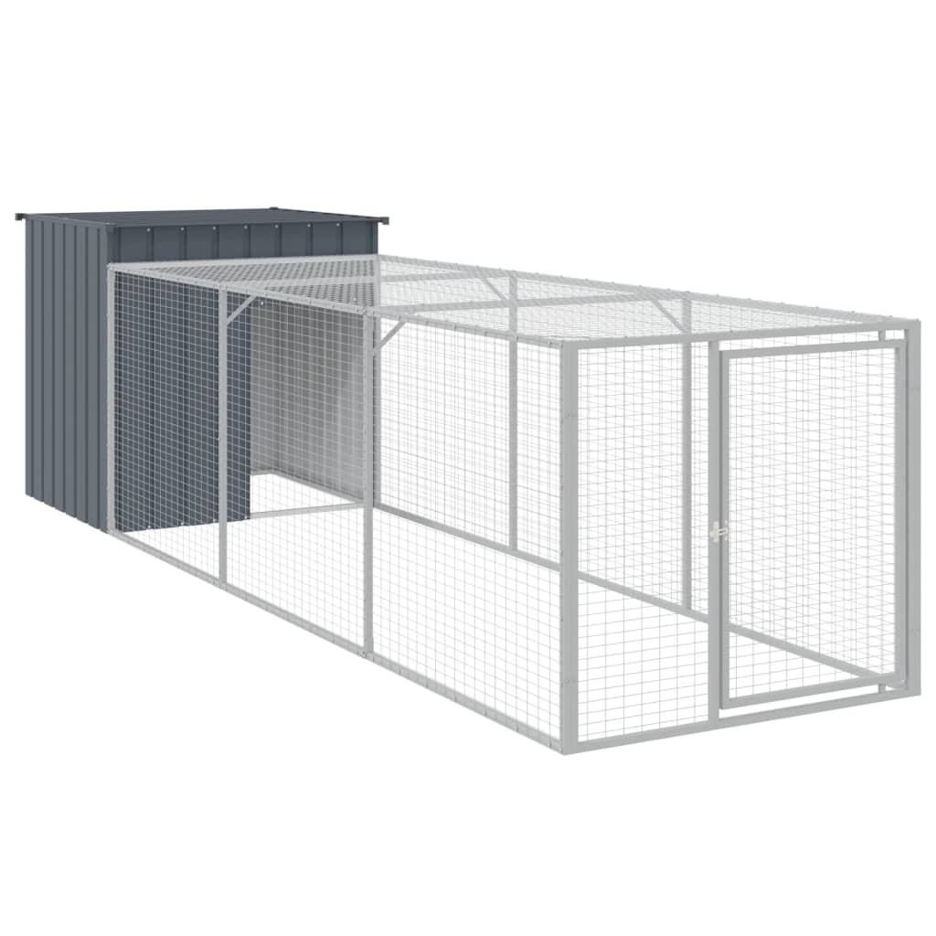 hønsehus med løbegård 110x405x110 cm galvaniseret stål antracit