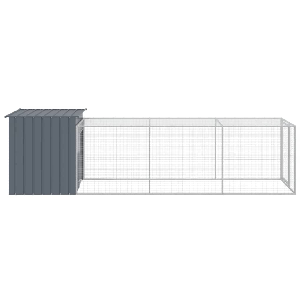 hønsehus med løbegård 110x405x110 cm galvaniseret stål antracit