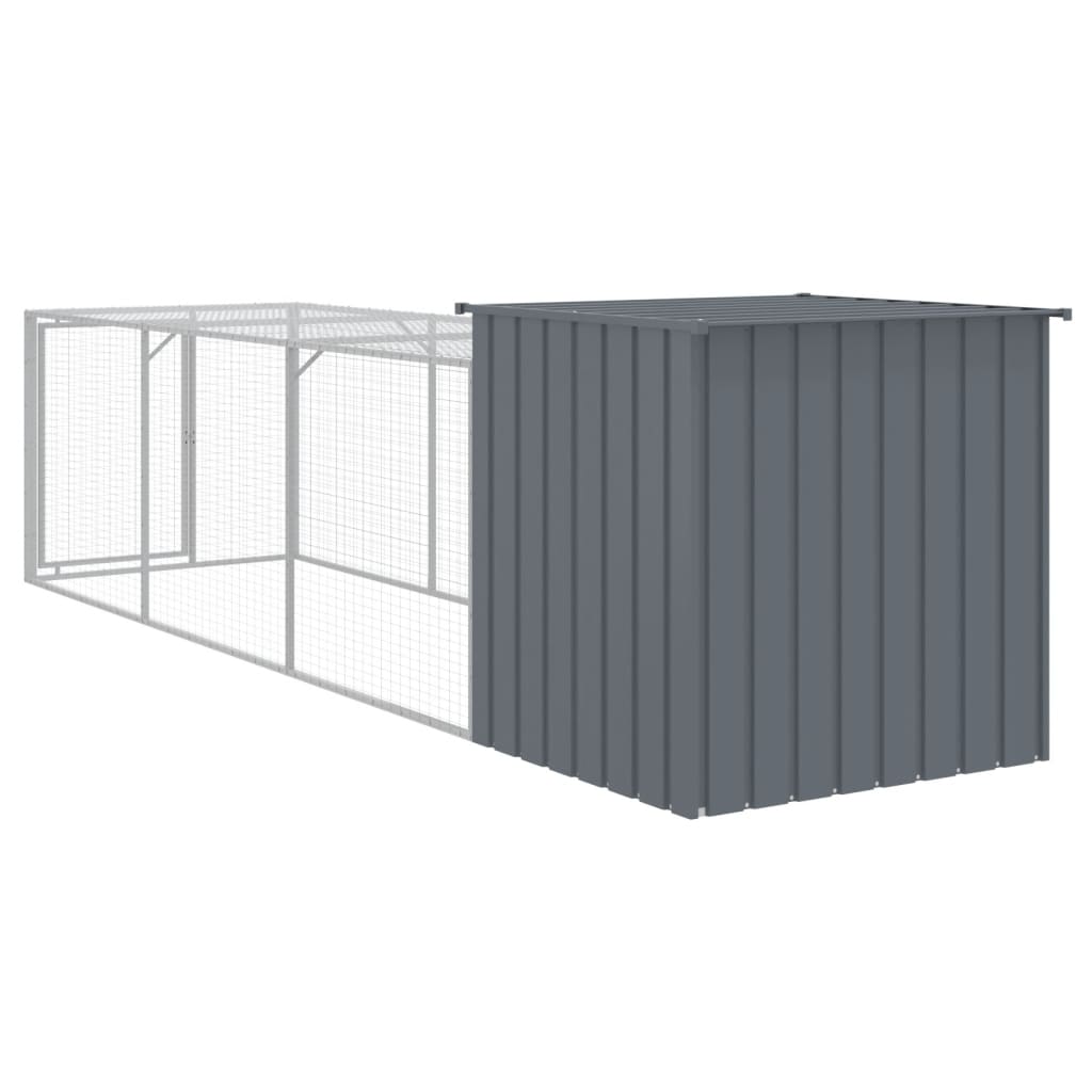hønsehus med løbegård 110x405x110 cm galvaniseret stål antracit