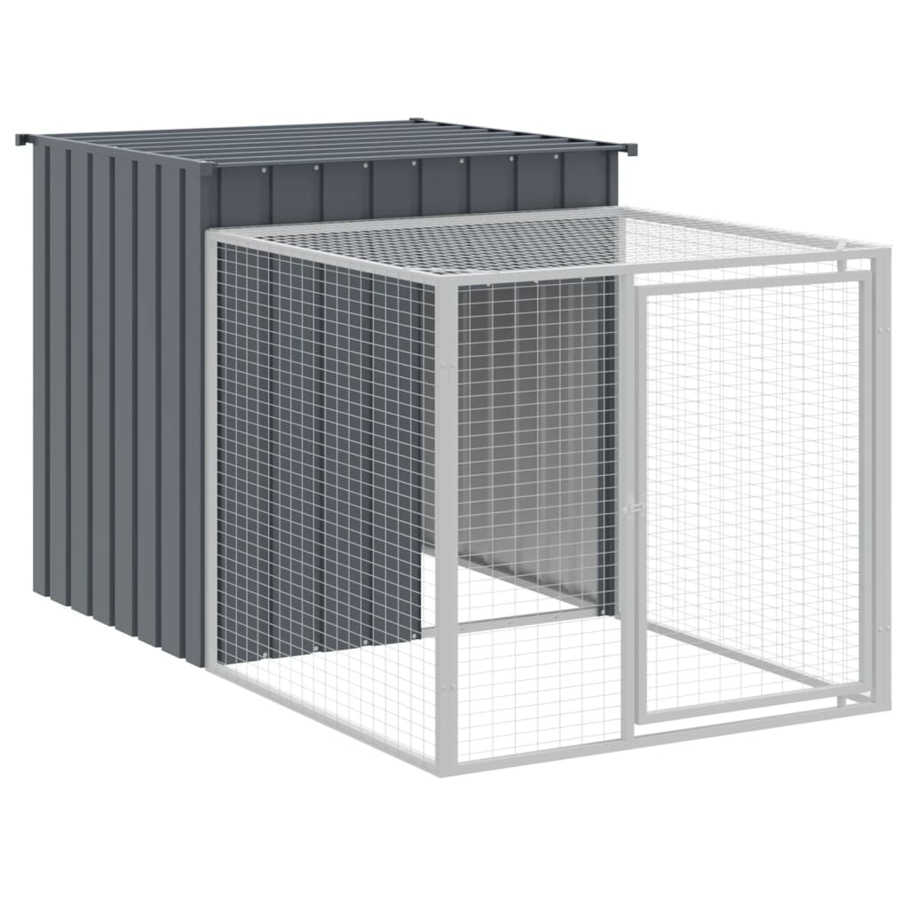 hønsehus med løbegård 110x405x110 cm galvaniseret stål antracit