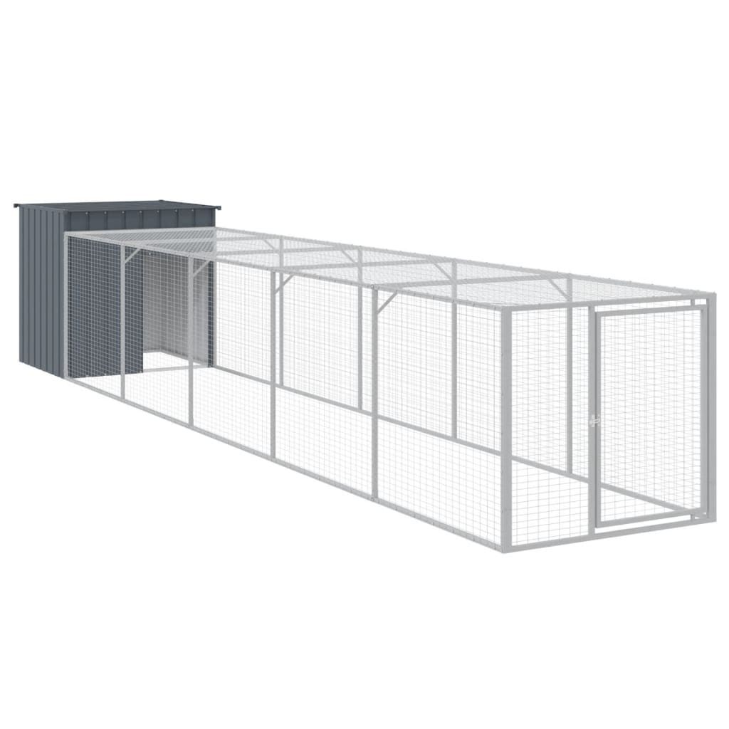 hønsehus med løbegård 110x609x110 cm galvaniseret stål antracit