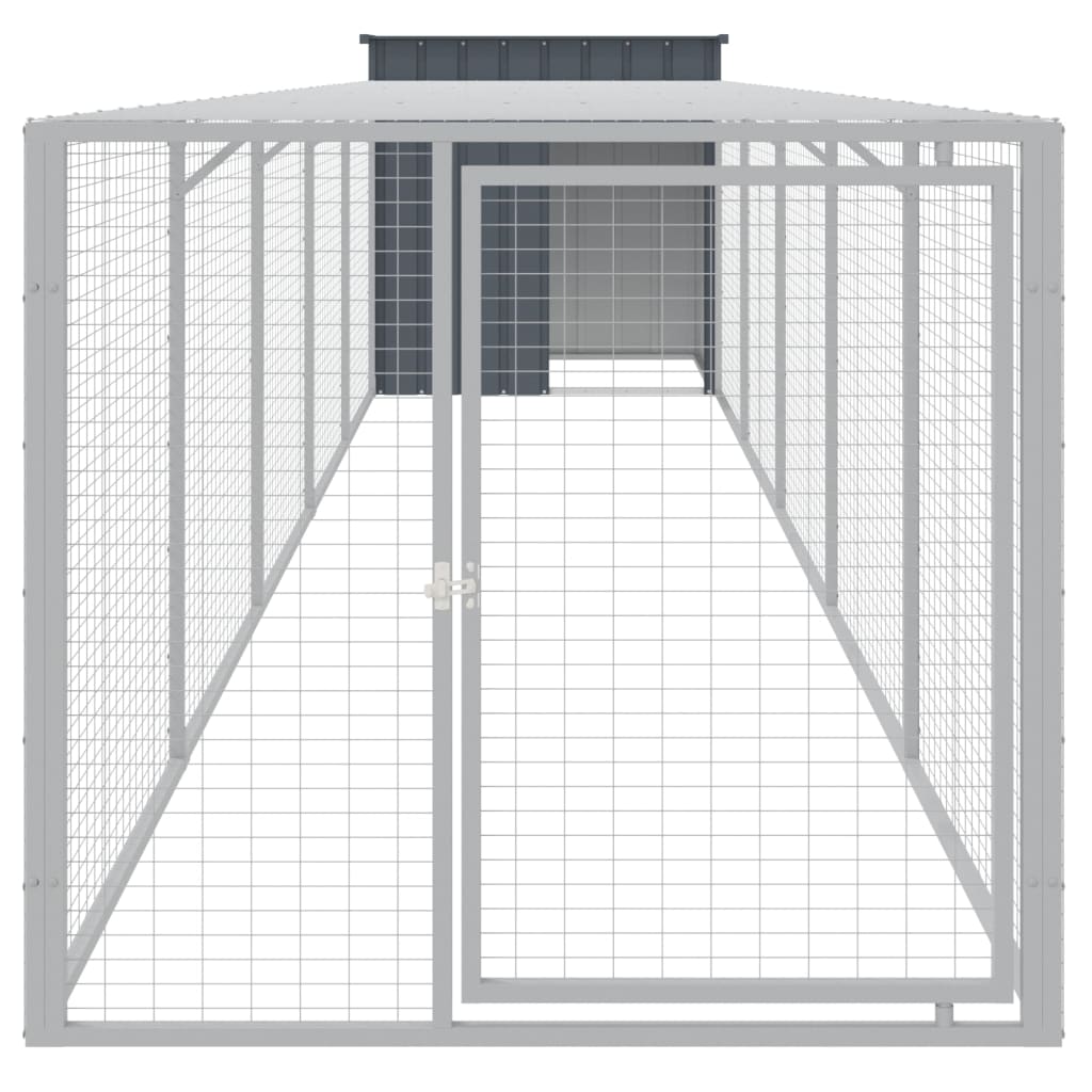 hønsehus med løbegård 110x609x110 cm galvaniseret stål antracit