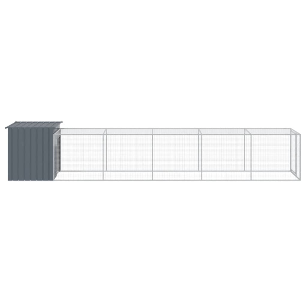 hønsehus med løbegård 110x609x110 cm galvaniseret stål antracit