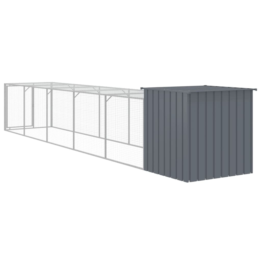 hønsehus med løbegård 110x609x110 cm galvaniseret stål antracit