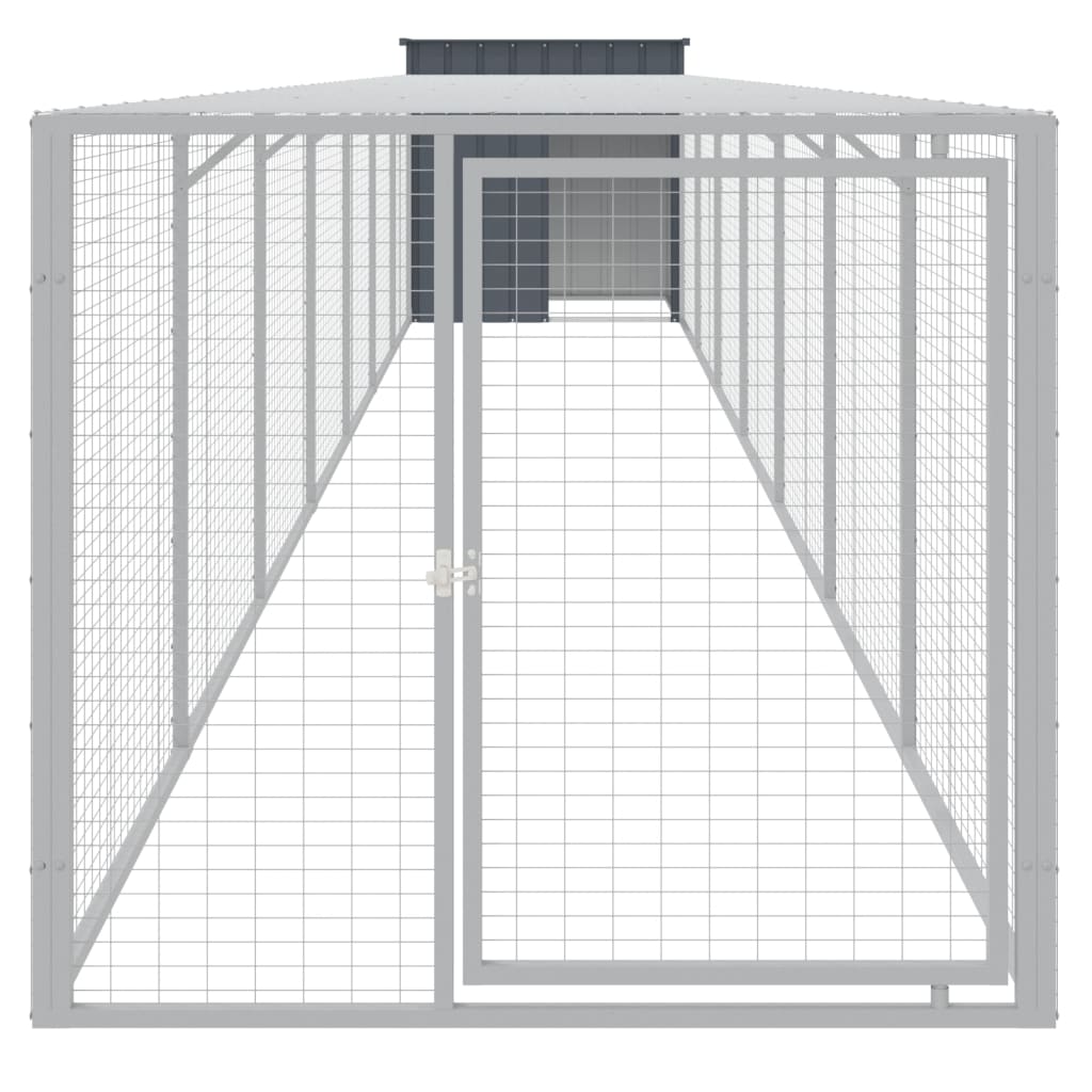 hønsehus med løbegård 110x813x110 cm galvaniseret stål antracit