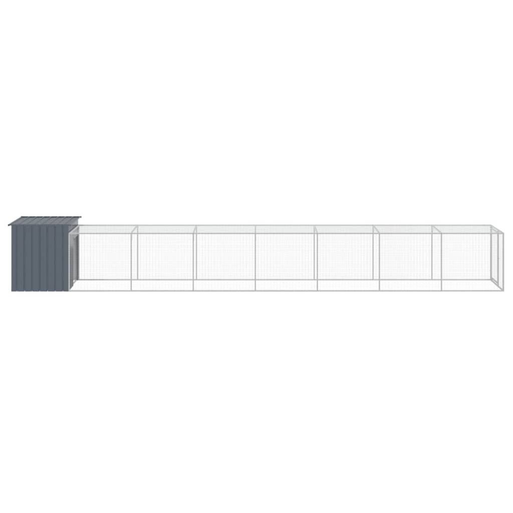 hønsehus med løbegård 110x813x110 cm galvaniseret stål antracit