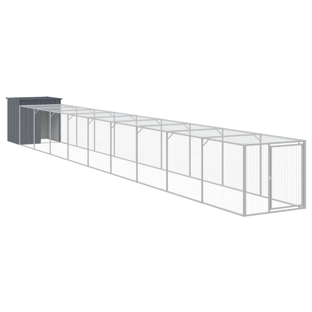 hønsehus m. løbegård 110x1017x110 cm galvaniseret stål antracit