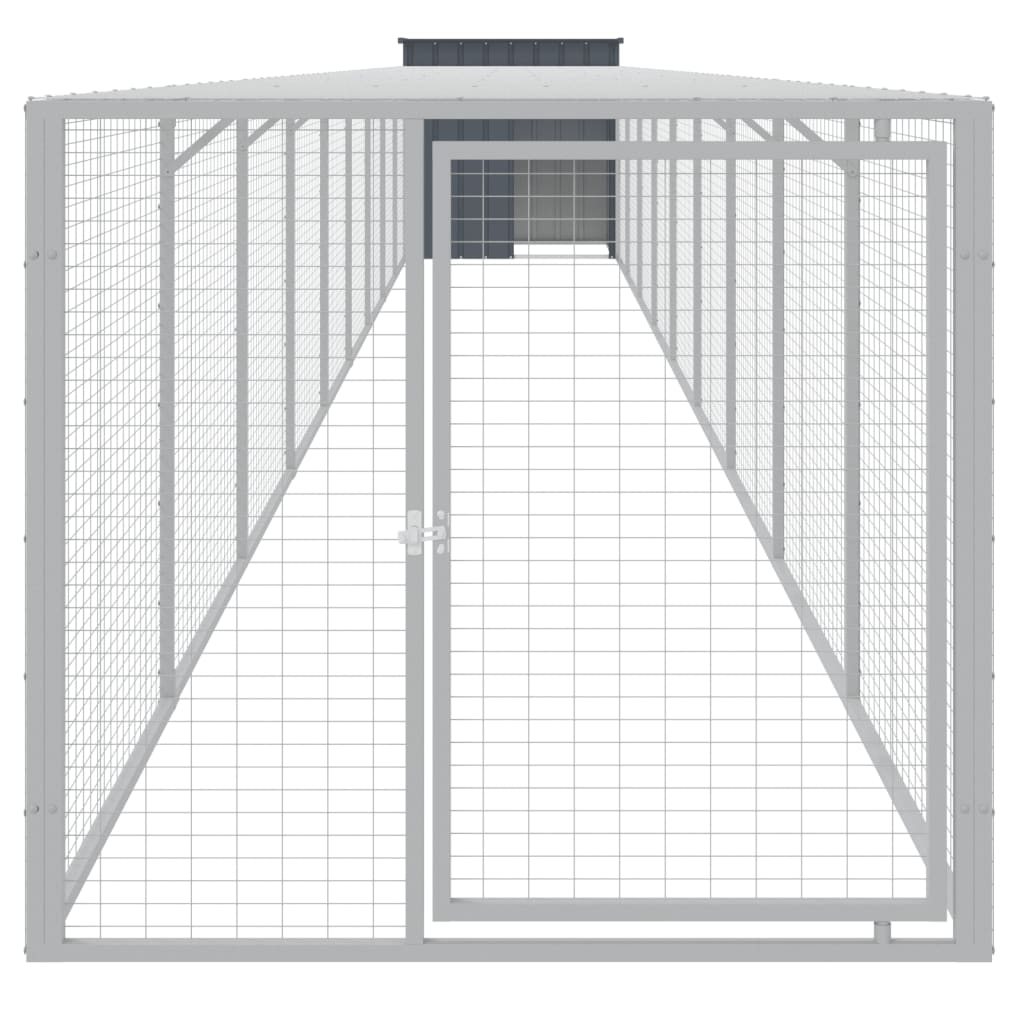 hønsehus m. løbegård 110x1017x110 cm galvaniseret stål antracit