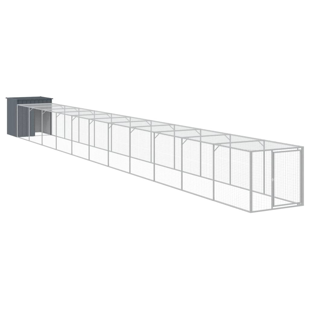 hønsehus m. løbegård 110x1221x110 cm galvaniseret stål antracit