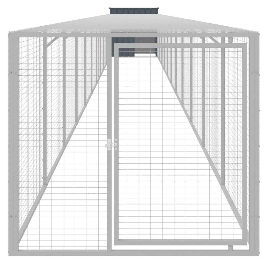hønsehus m. løbegård 110x1221x110 cm galvaniseret stål antracit