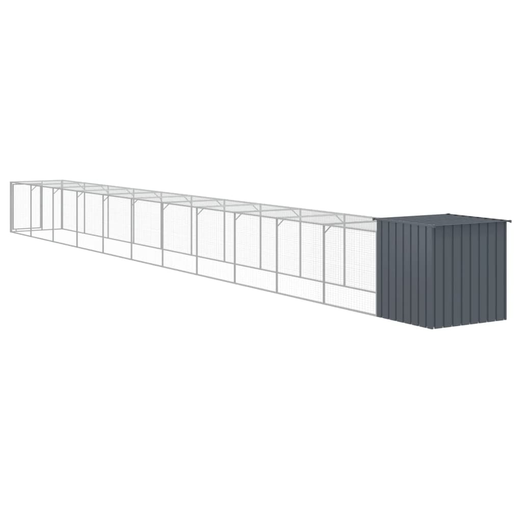 hønsehus m. løbegård 110x1221x110 cm galvaniseret stål antracit
