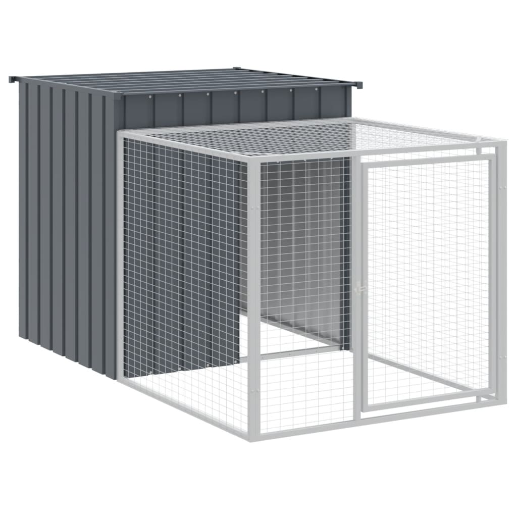 hønsehus m. løbegård 110x1221x110 cm galvaniseret stål antracit