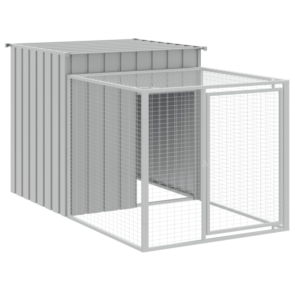 hønsehus med løbegård 110x609x110 cm galvaniseret stål lysegrå