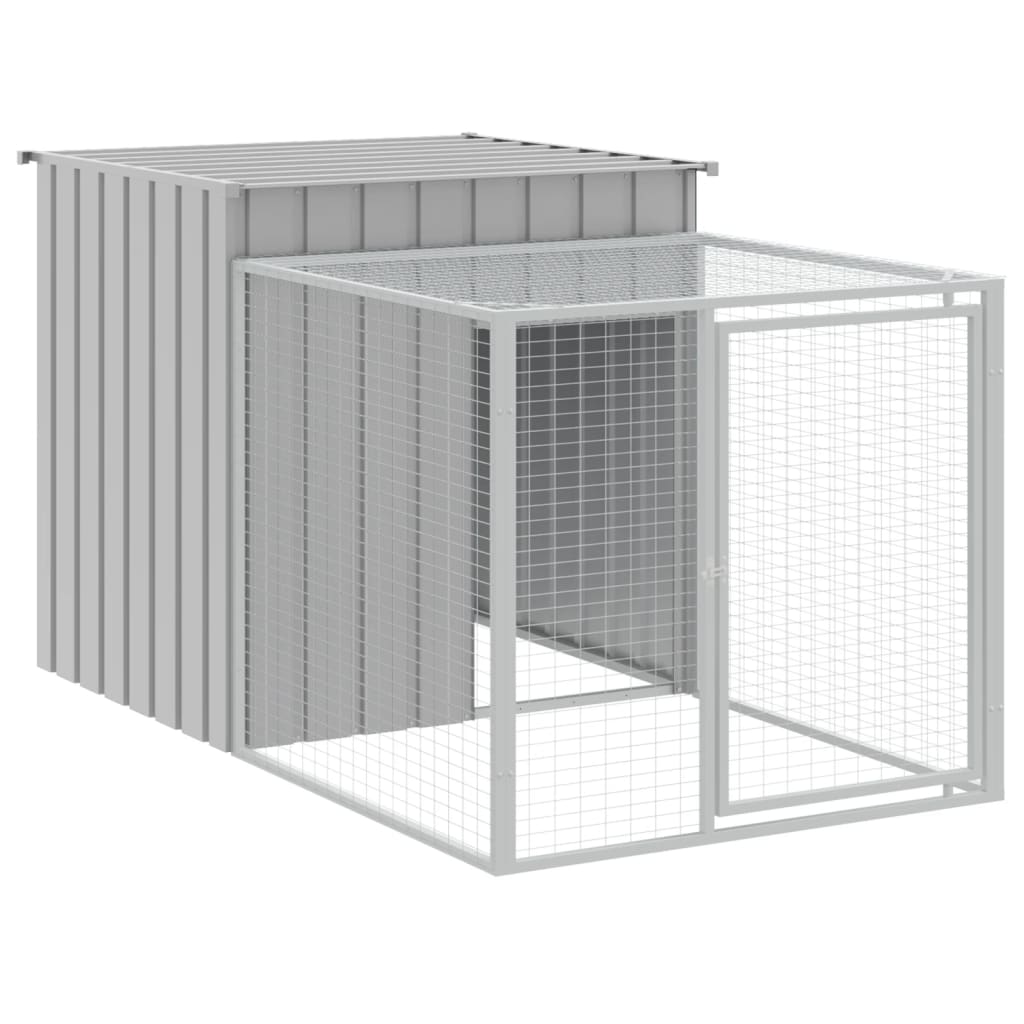 hønsehus med løbegård 110x813x110 cm galvaniseret stål lysegrå