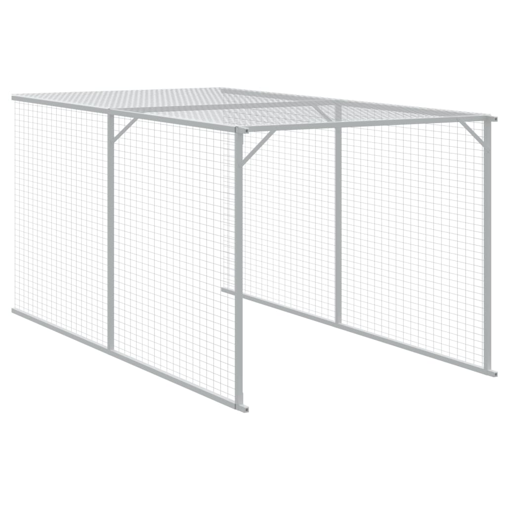 hønsehus med løbegård 110x813x110 cm galvaniseret stål lysegrå
