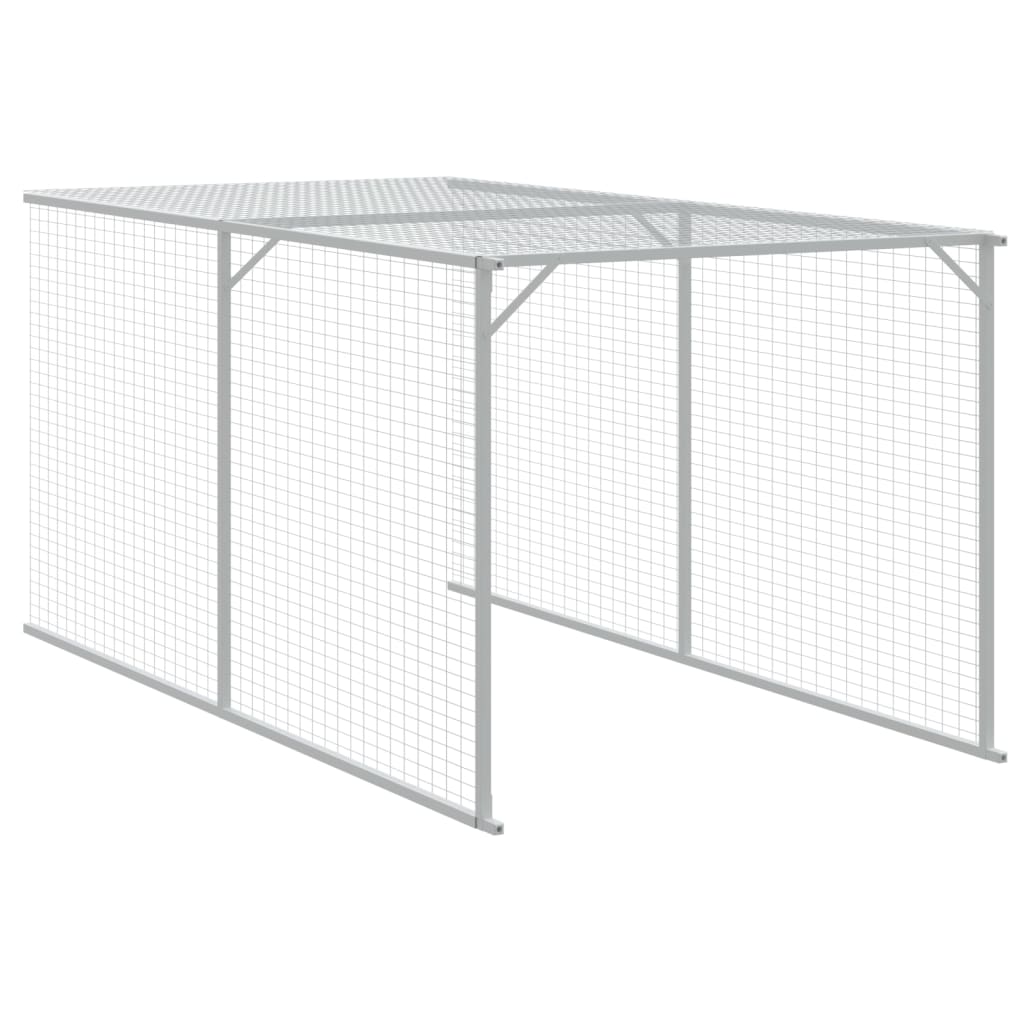 hønsehus med løbegård 110x1017x110 cm galvaniseret stål lysegrå