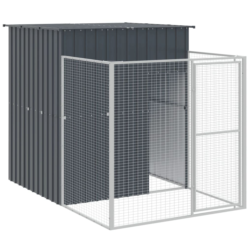 hundehus med løbegård 165x863x181 cm galvaniseret stål antracit