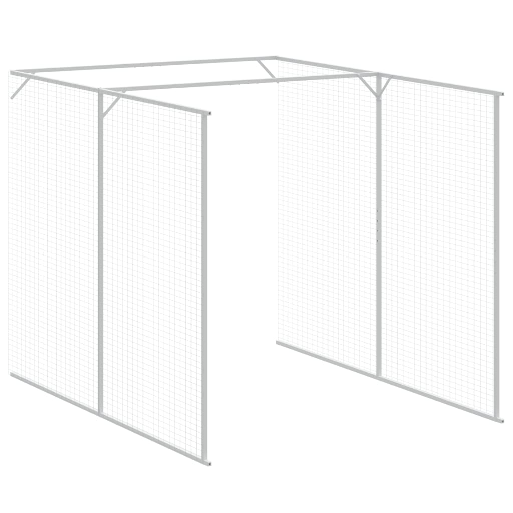 hundehus med løbegård 165x455x181 cm galvaniseret stål lysegrå