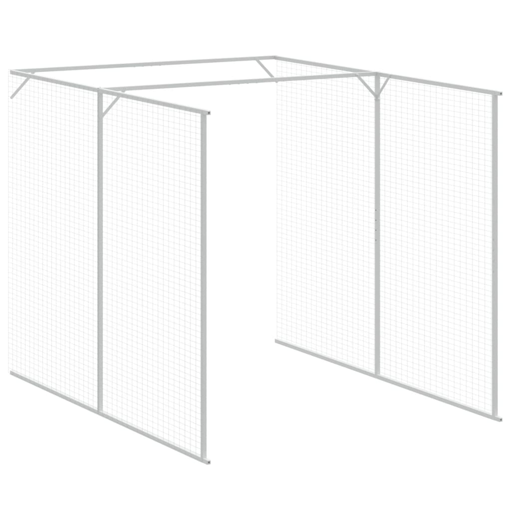 hundehus med løbegård 165x863x181 cm galvaniseret stål lysegrå