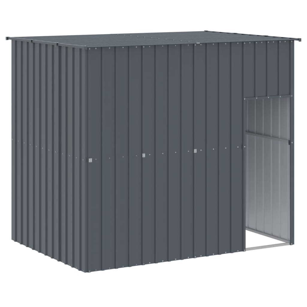 hundehus med løbegård 214x457x181 cm galvaniseret stål antracit