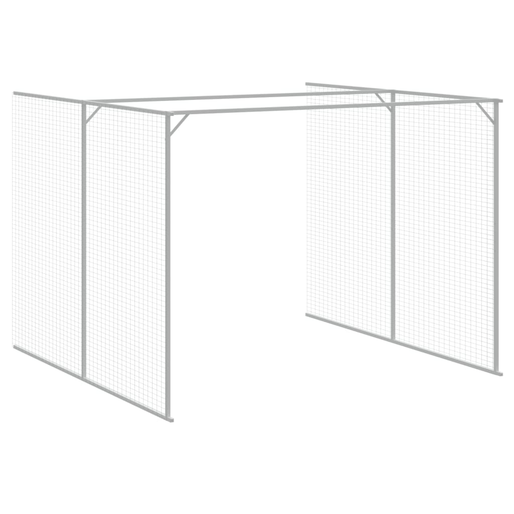 hundehus med løbegård 214x661x181 cm galvaniseret stål antracit