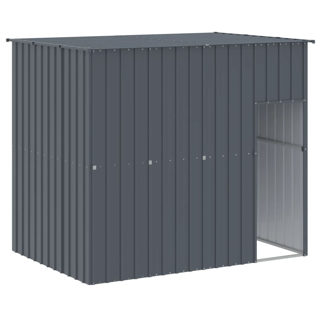 hundehus med løbegård 214x253x181 cm galvaniseret stål antracit