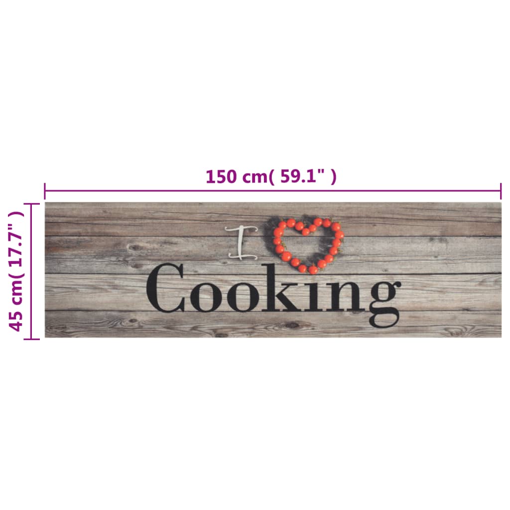 køkkentæppe 45x150 cm Cooking-design vaskbart velour grå