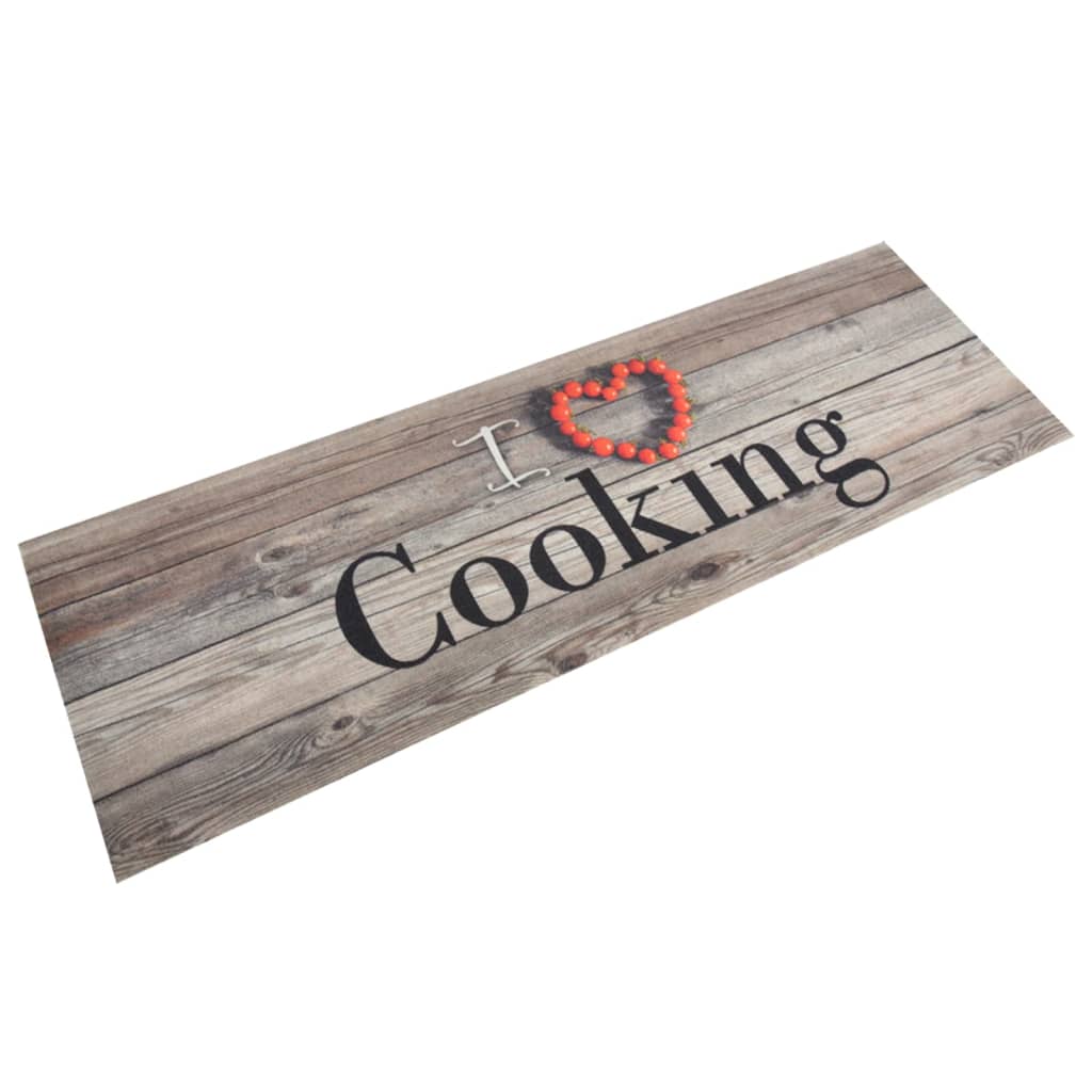 køkkentæppe 60x180 cm Cooking-design vaskbart velour grå