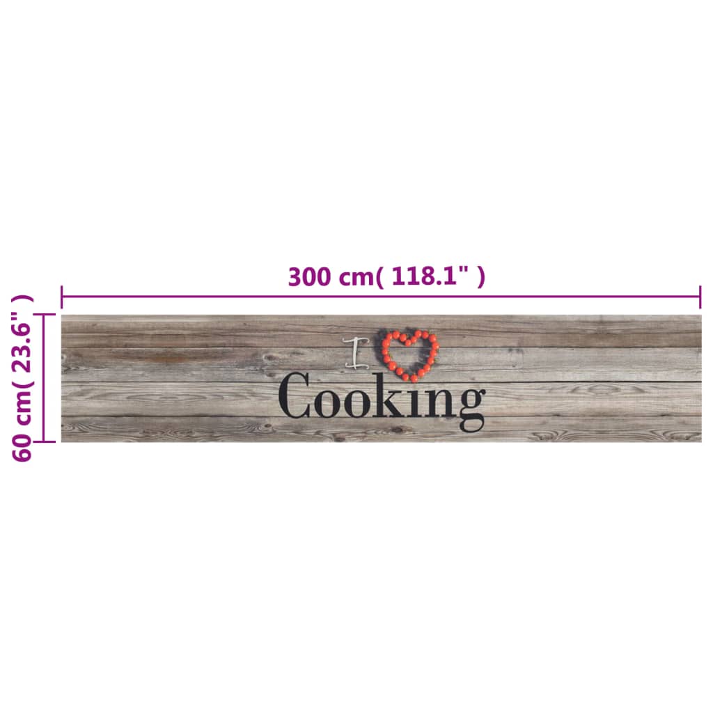 køkkentæppe 60x300 cm Cooking-design vaskbart velour grå