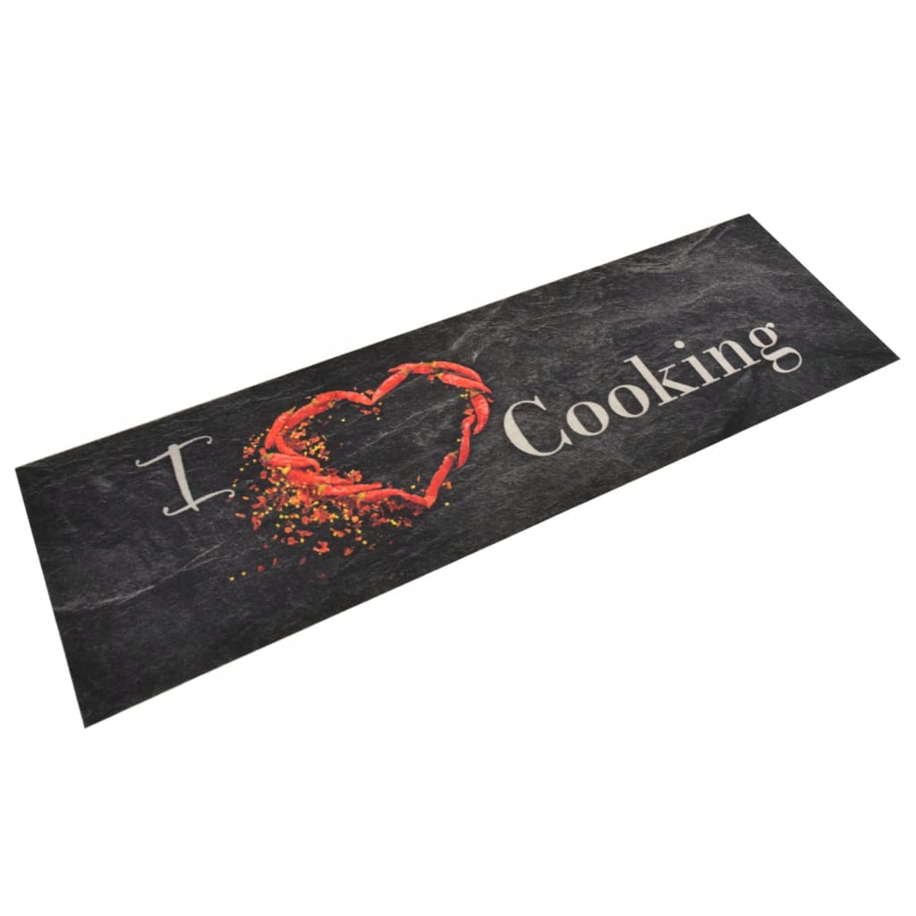 køkkentæppe 45x150 cm Cooking-design vaskbart velour sort