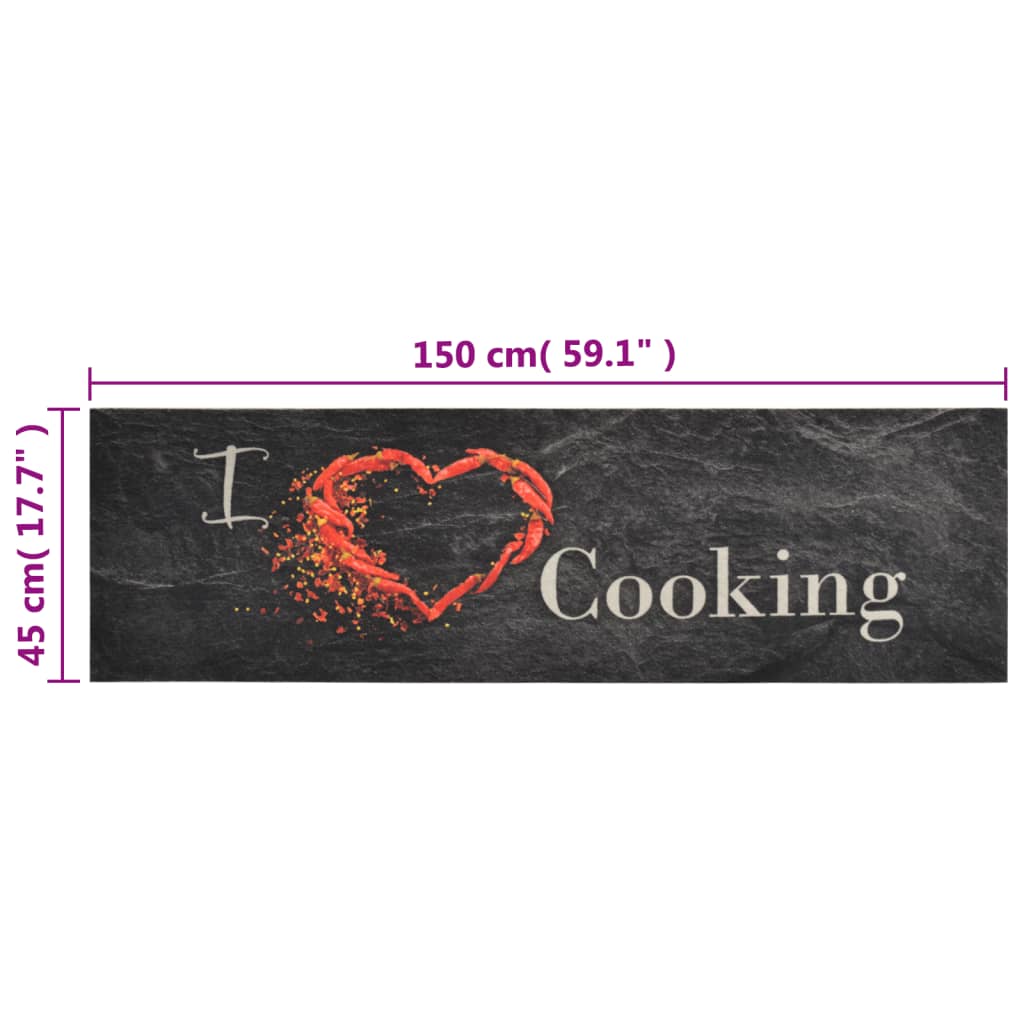 køkkentæppe 45x150 cm Cooking-design vaskbart velour sort