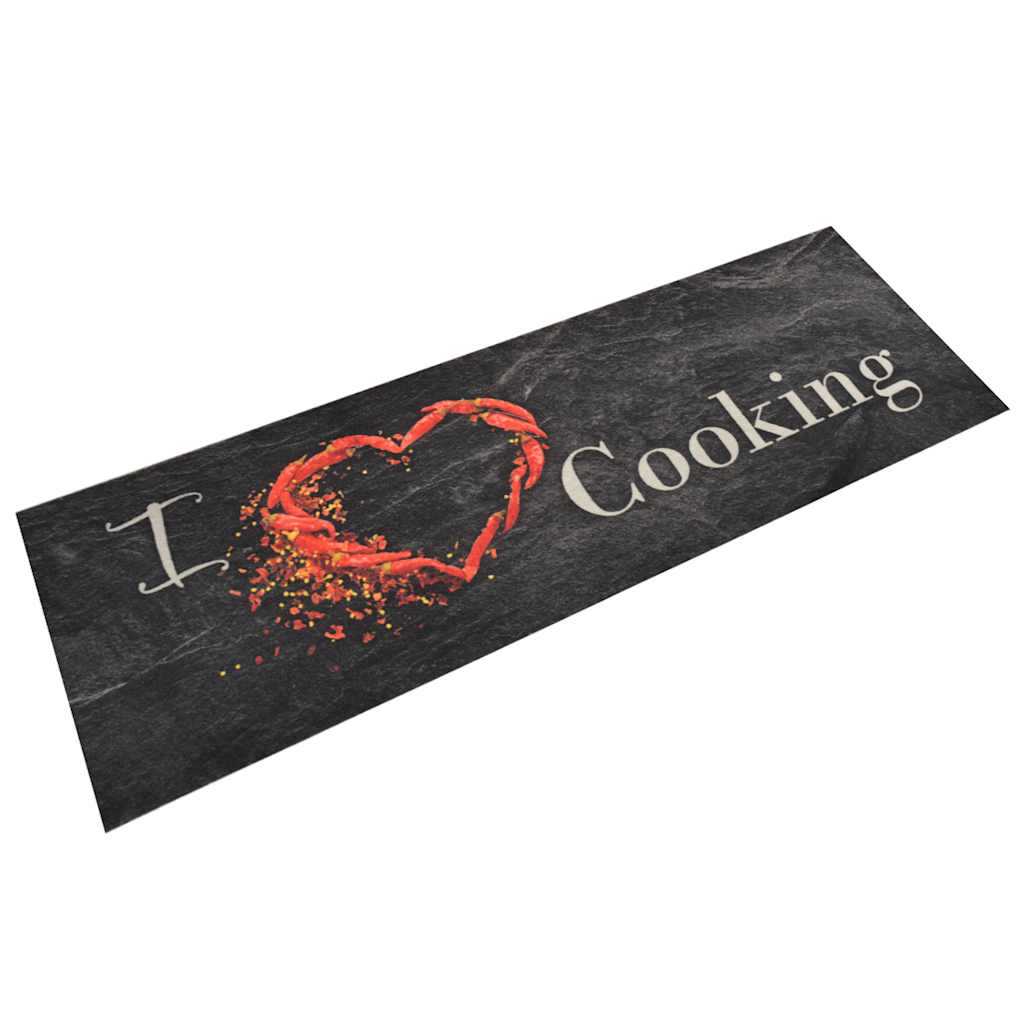 køkkentæppe 60x180 cm Cooking-design vaskbart fløjl sort