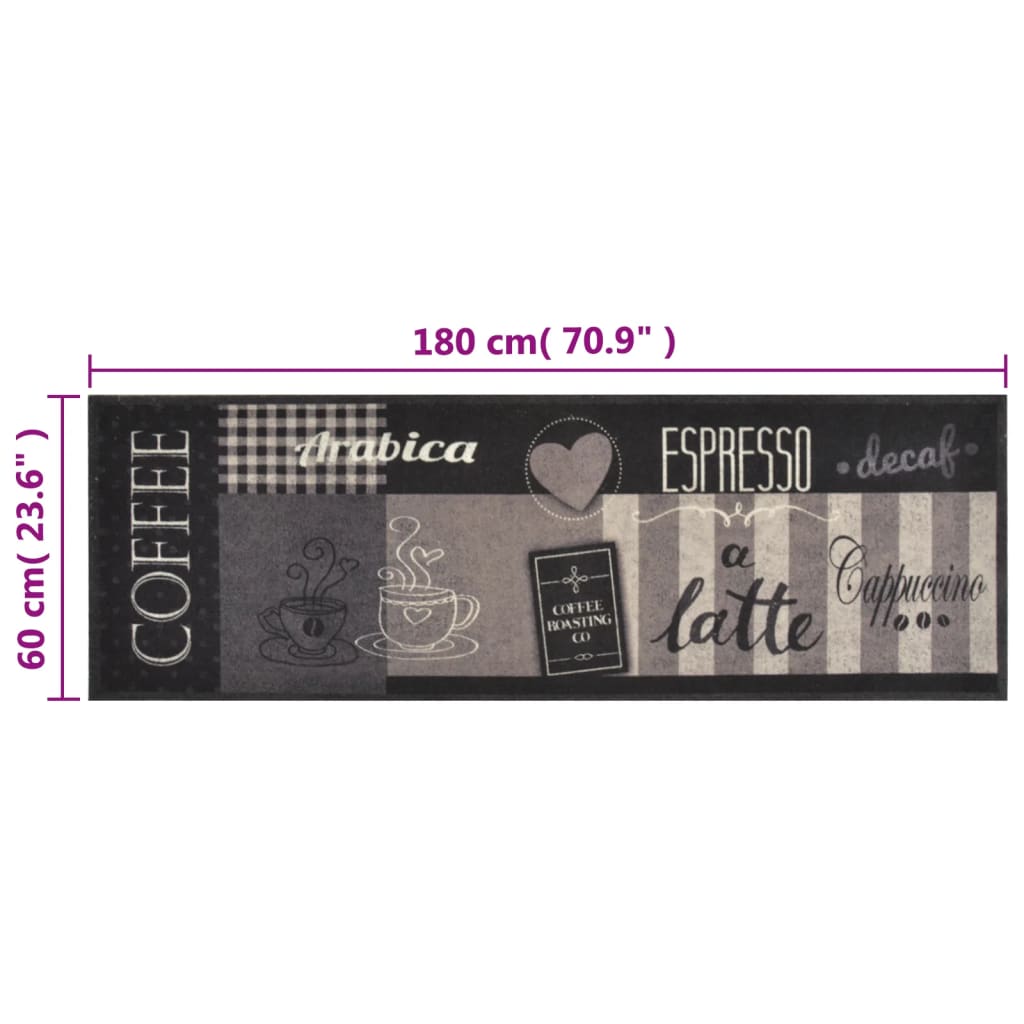 køkkentæppe 60x180 cm Coffee Black-design vaskbart velour