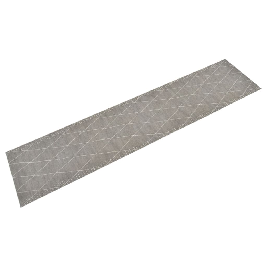 køkkentæppe 60x300 cm rombedesign vaskbart fløjl