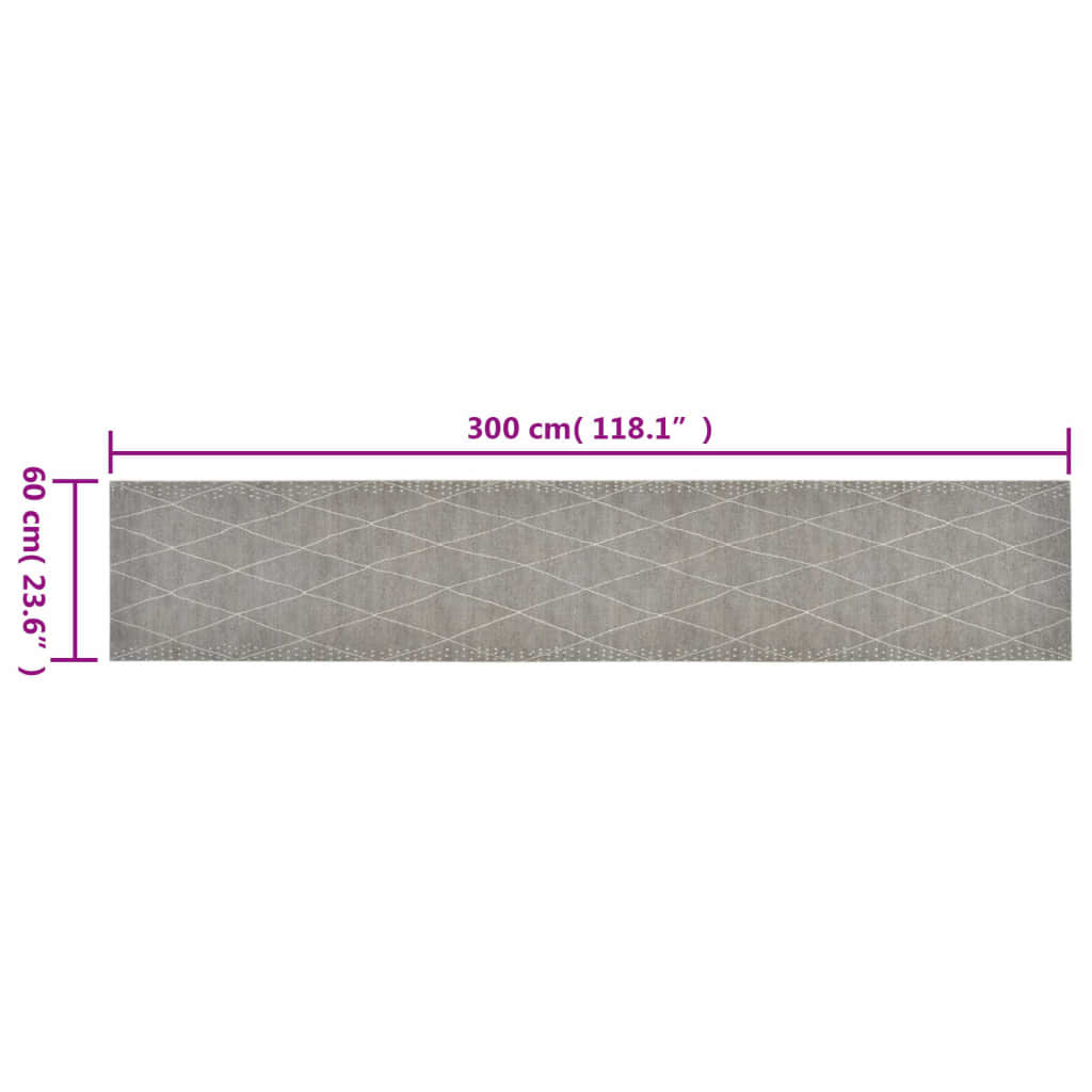køkkentæppe 60x300 cm rombedesign vaskbart fløjl