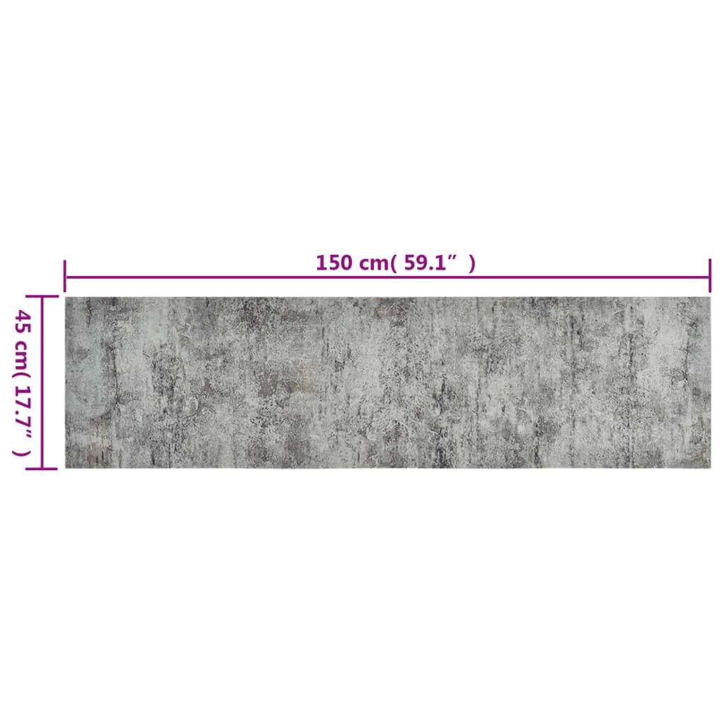 køkkentæppe 45x150 cm betondesign vaskbart velour
