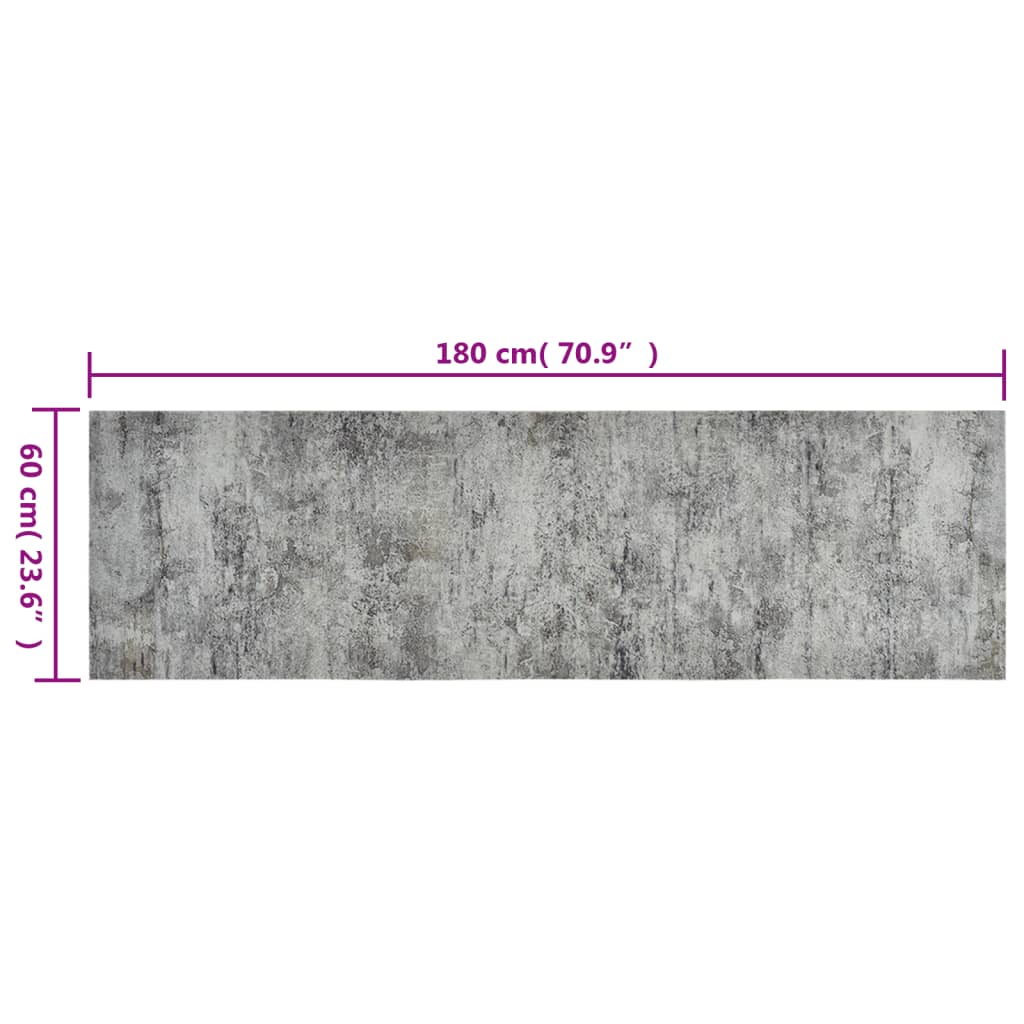 køkkentæppe 60x180 cm betondesign vaskbart velour