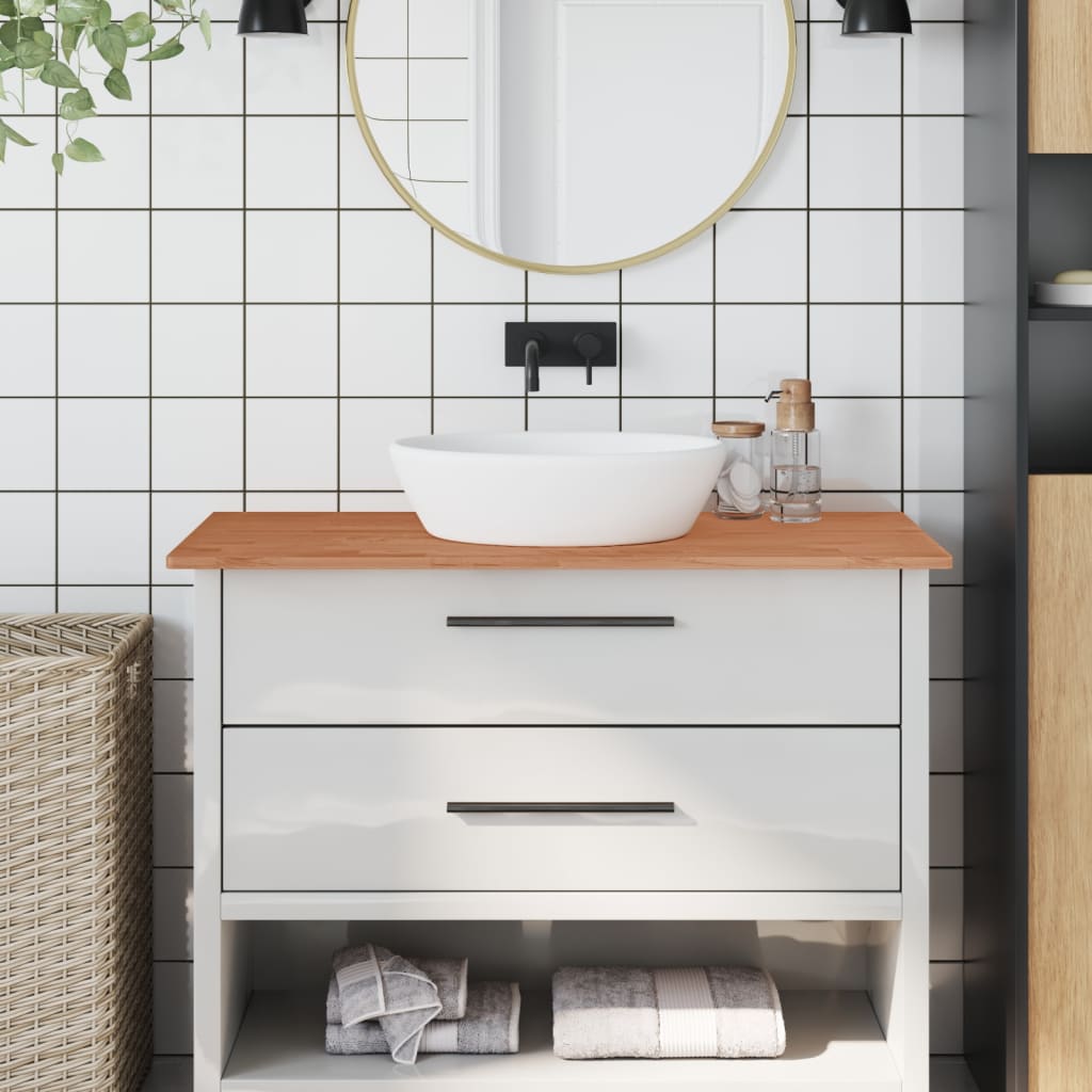 bordplade til badeværelse 100x50x1,5 cm ubehandlet massiv bøg