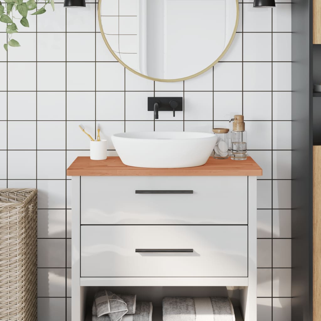 bordplade til badeværelse 80x40x2,5 cm massivt bøgetræ
