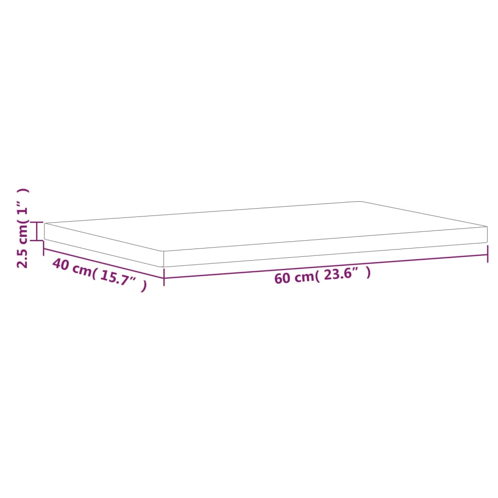 bordplade til badeværelse 60x40x2,5 cm massivt bøgetræ