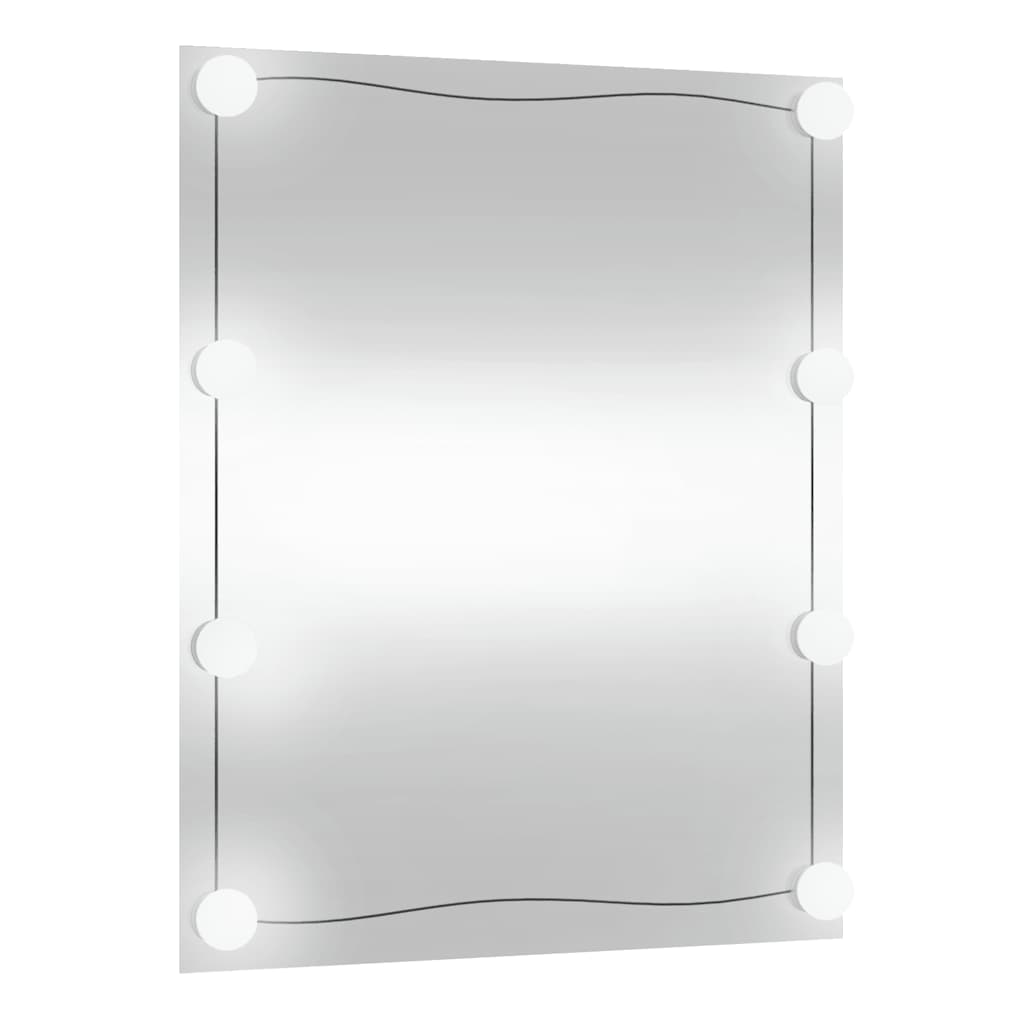vægspejl med LED-lys 50x60 cm rektangel glas