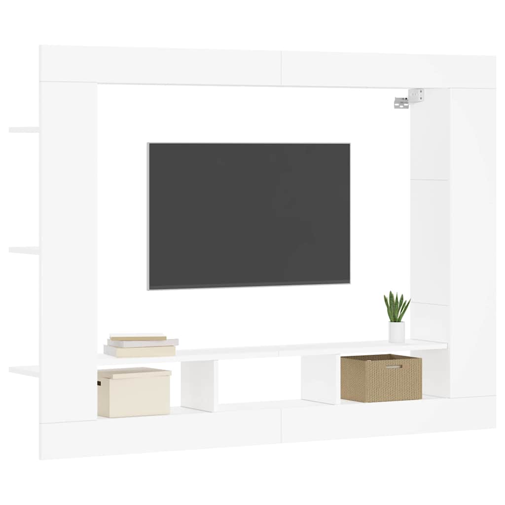 tv-møbel 152x22x113 cm konstrueret træ hvid