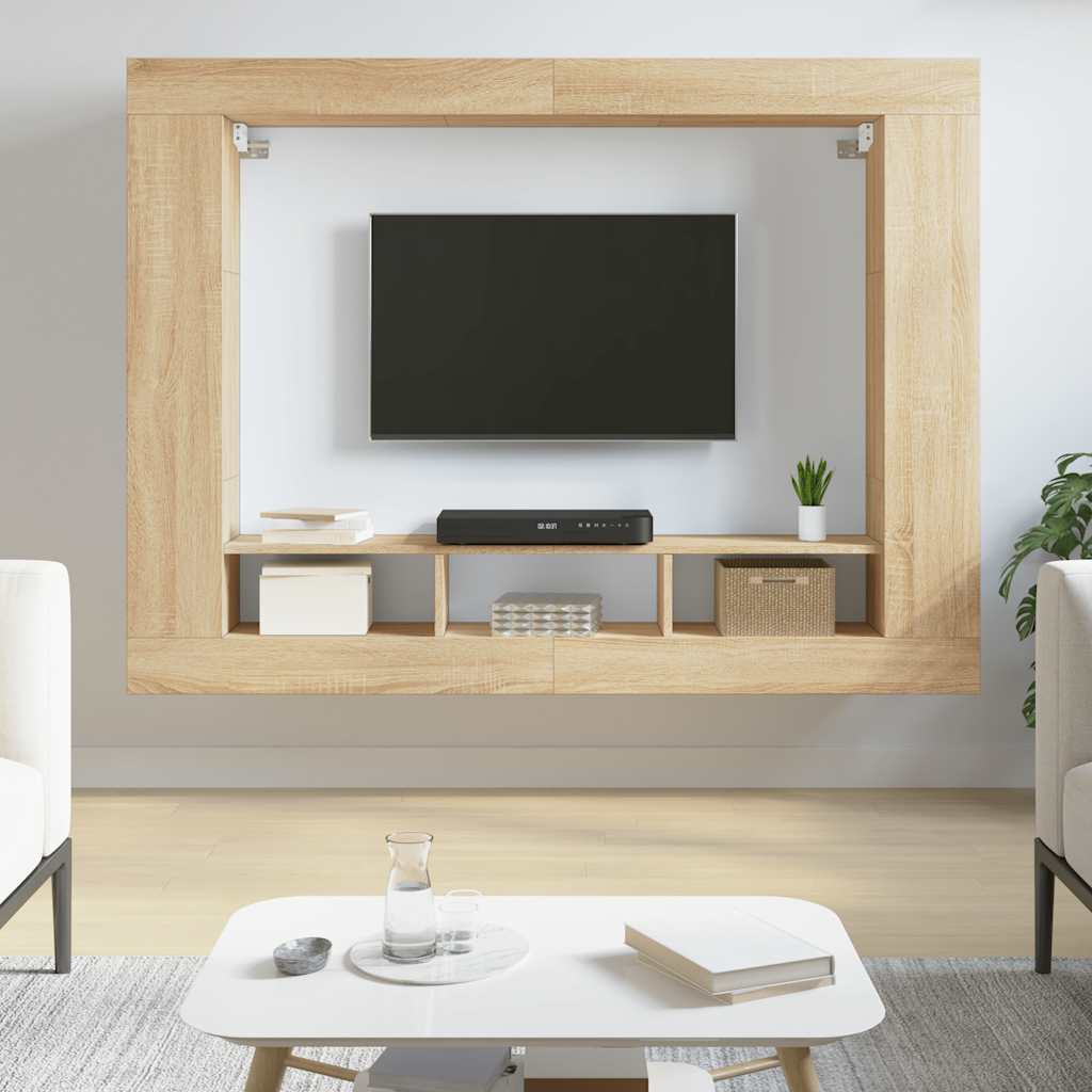 tv-møbel 152x22x113 cm konstrueret træ sonoma-eg