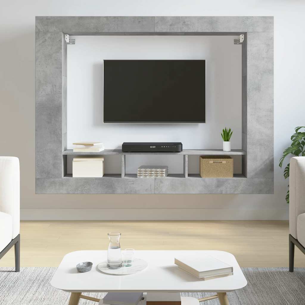 tv-møbel 152x22x113 cm konstrueret træ betongrå