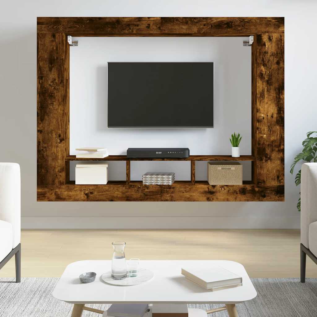 tv-møbel 152x22x113 cm konstrueret træ røget sonoma-eg