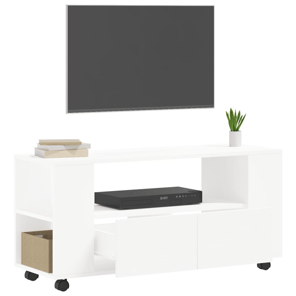 tv-bord 102x34,5x43 cm konstrueret træ hvid