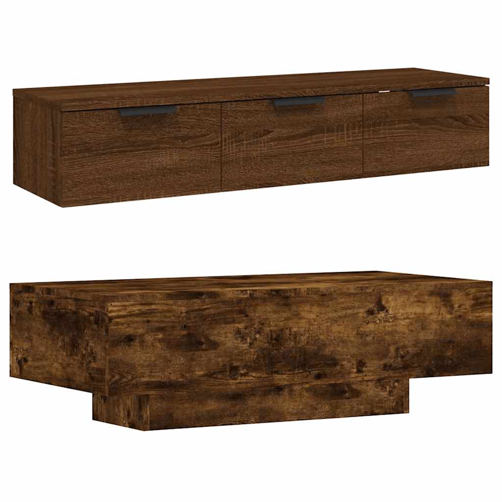 sofabord 100x49,5x31 cm konstrueret træ røget egetræsfarve