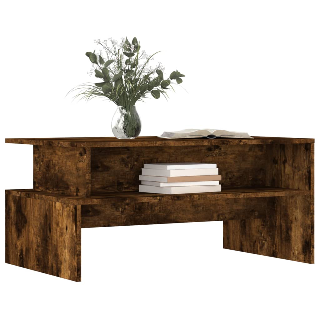 sofabord 90x55x42,5 cm konstrueret træ røget egetræsfarve