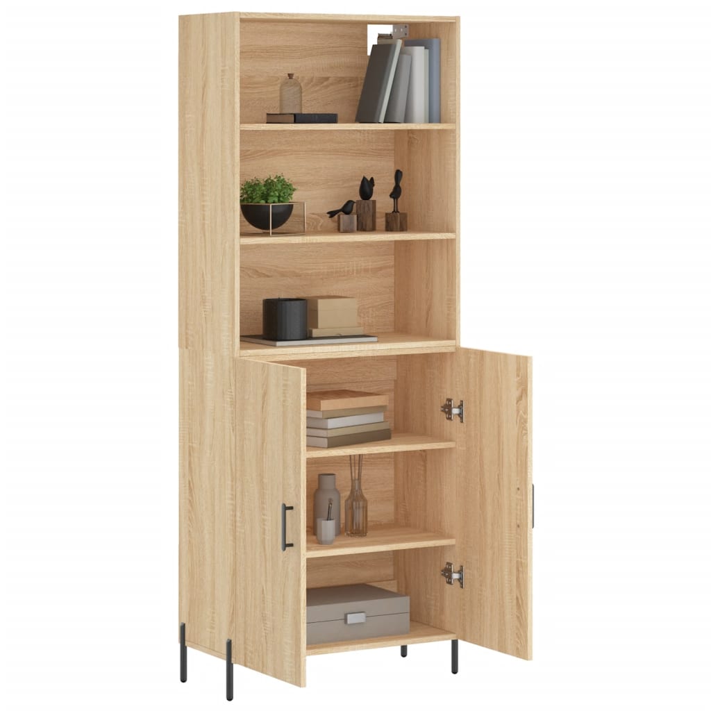 højskab 69,5x34x180 cm konstrueret træ sonoma-eg
