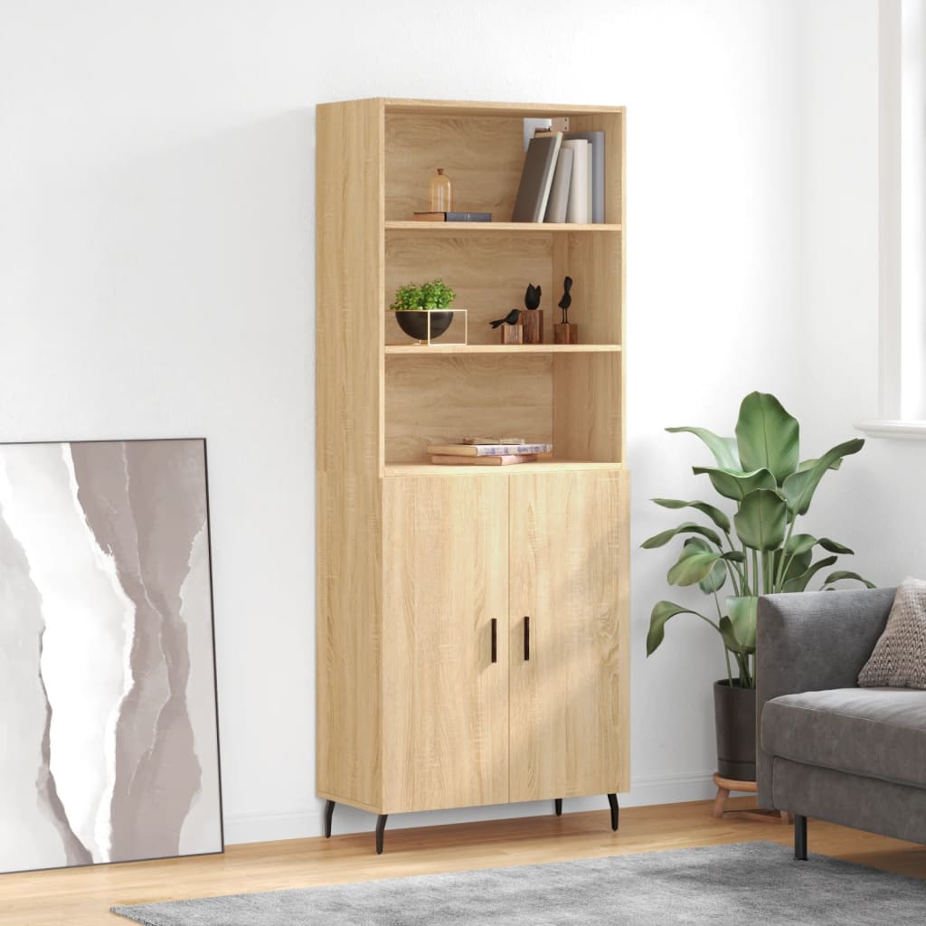 højskab 69,5x34x180 cm konstrueret træ sonoma-eg